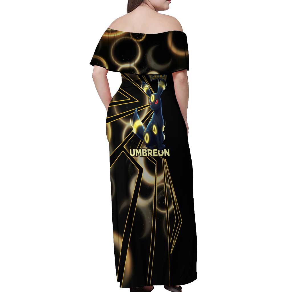Umbreon Poké Off Shoulder Maxi Dress Lunar Eclipse Comic Style