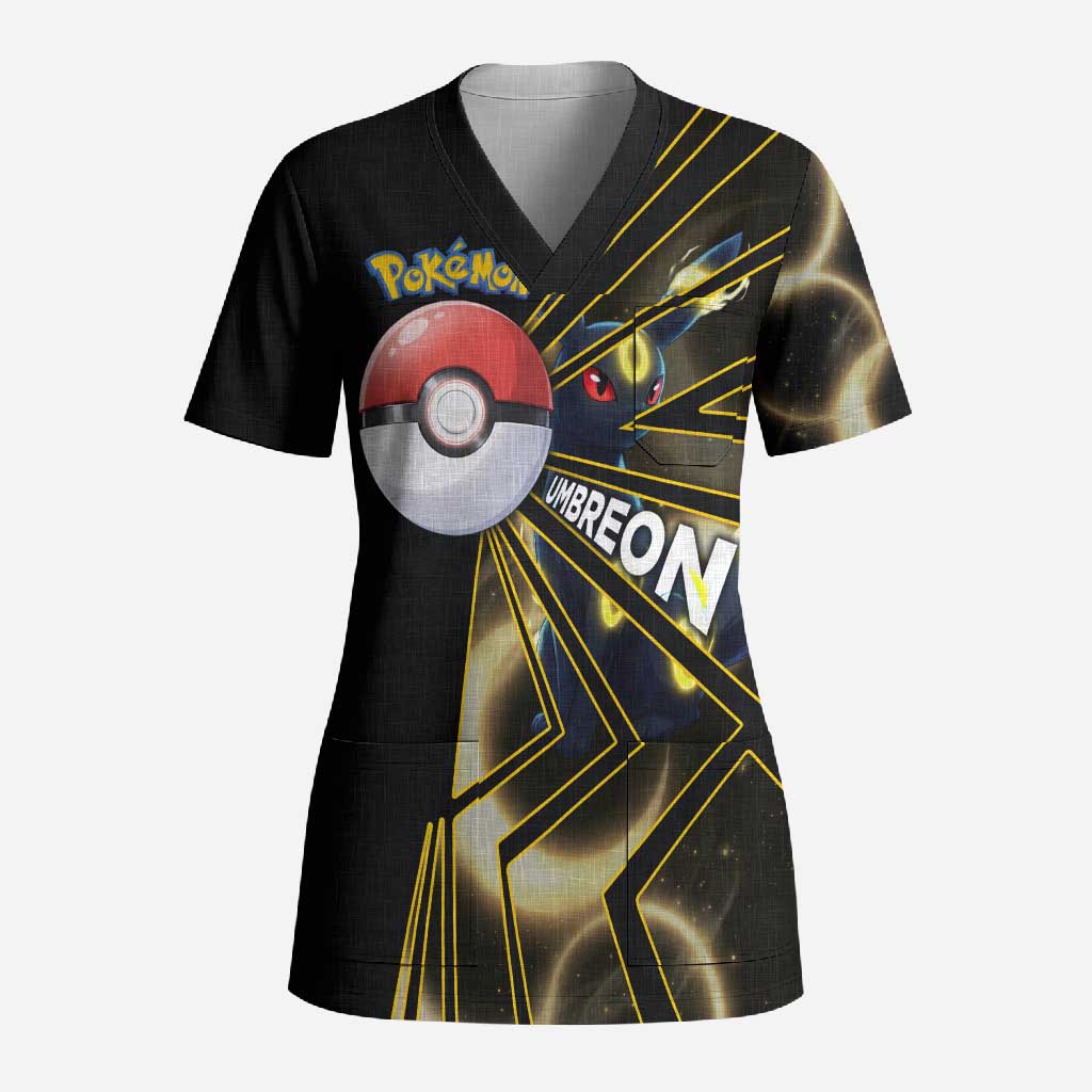 Umbreon Poké Scrub Top Lunar Eclipse Comic Style