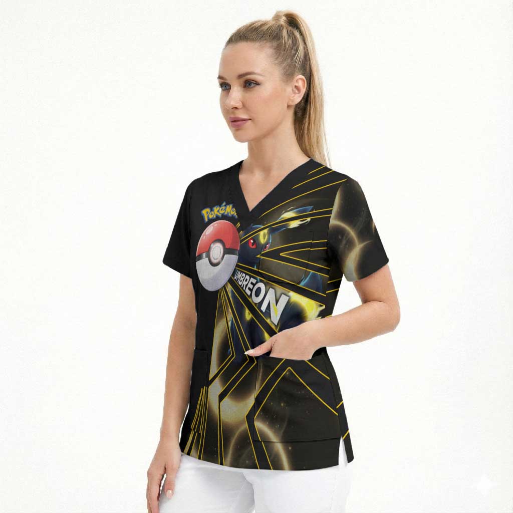 Umbreon Poké Scrub Top Lunar Eclipse Comic Style