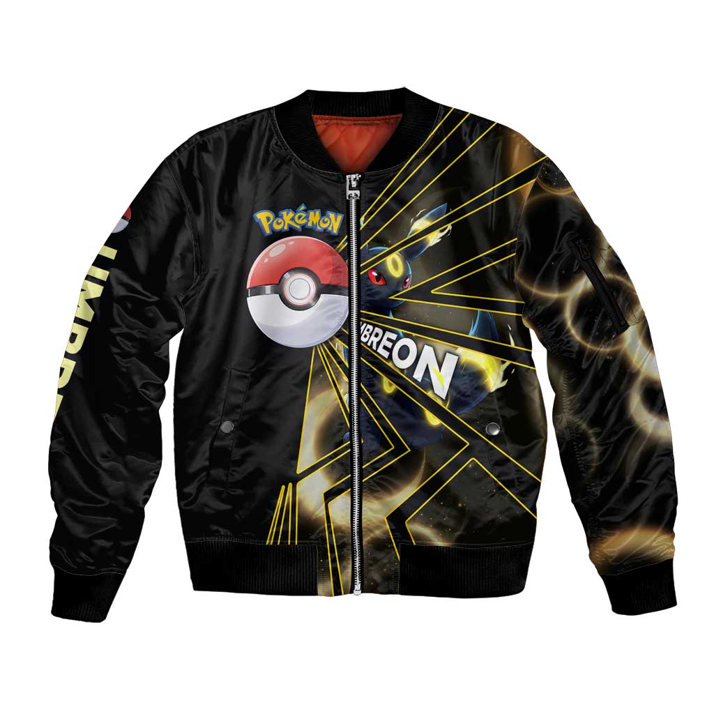Umbreon Poké Sleeve Zip Bomber Jacket Lunar Eclipse Comic Style