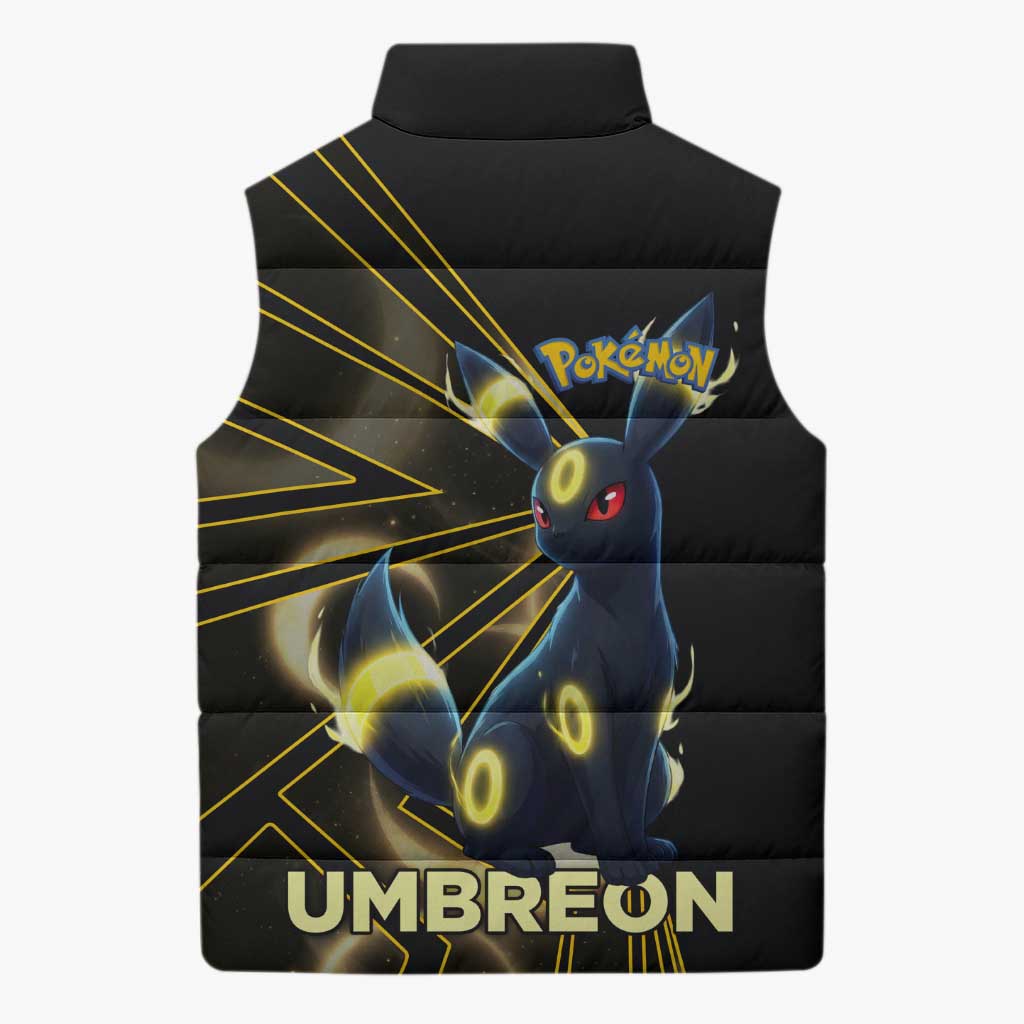 Umbreon Poké Sleeveless Puffer Jacket Lunar Eclipse Comic Style
