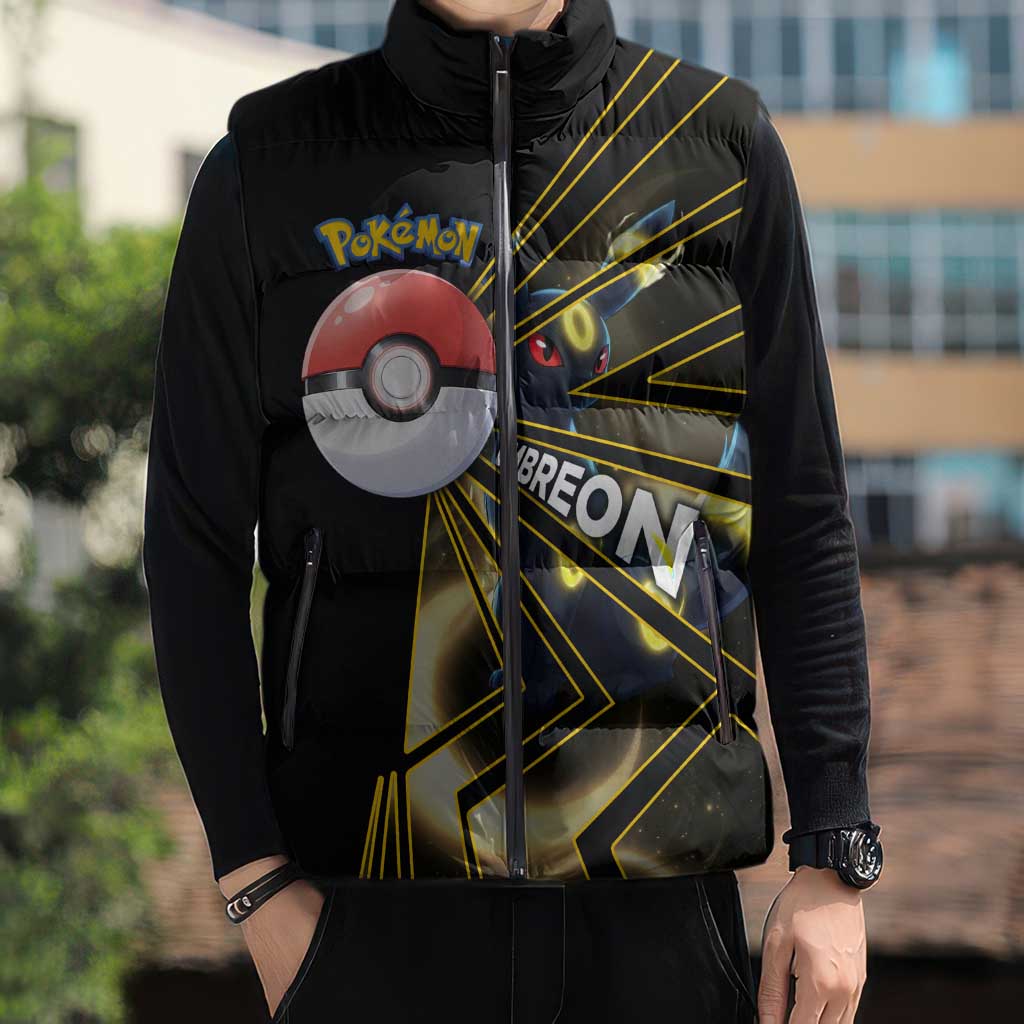 Umbreon Poké Sleeveless Puffer Jacket Lunar Eclipse Comic Style