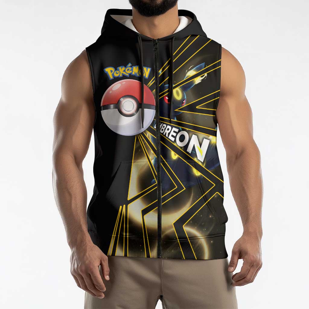 Umbreon Poké Sleeveless Zip Hoodie Lunar Eclipse Comic Style