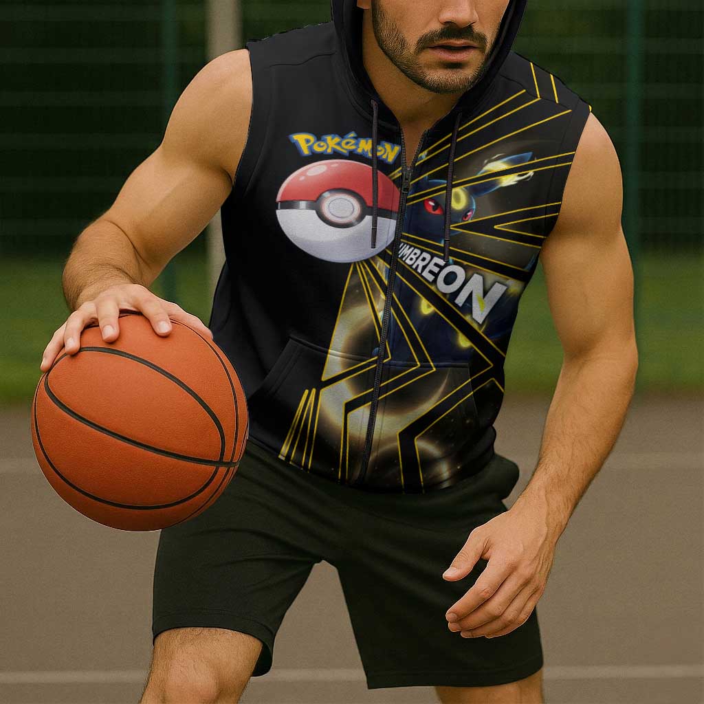 Umbreon Poké Sleeveless Zip Hoodie Lunar Eclipse Comic Style