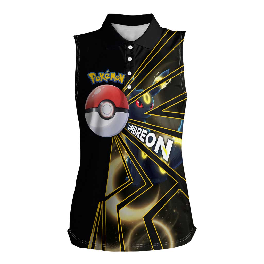 Umbreon Poké Women Sleeveless Polo Shirt Lunar Eclipse Comic Style