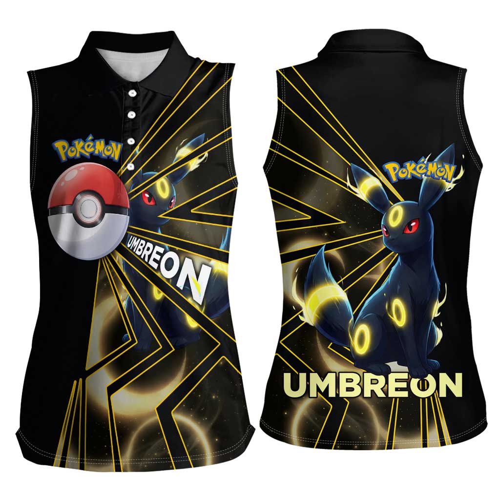 Umbreon Poké Women Sleeveless Polo Shirt Lunar Eclipse Comic Style