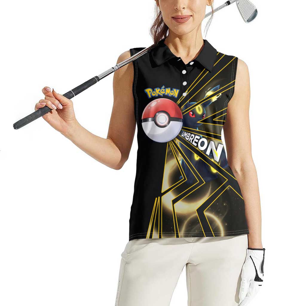 Umbreon Poké Women Sleeveless Polo Shirt Lunar Eclipse Comic Style