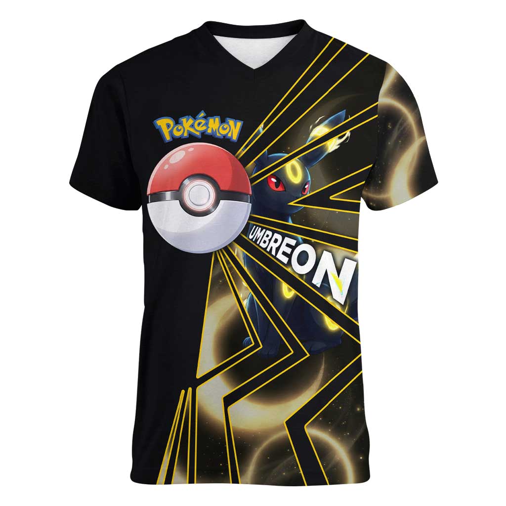 Umbreon Poké Women V-Neck T-Shirt Lunar Eclipse Comic Style
