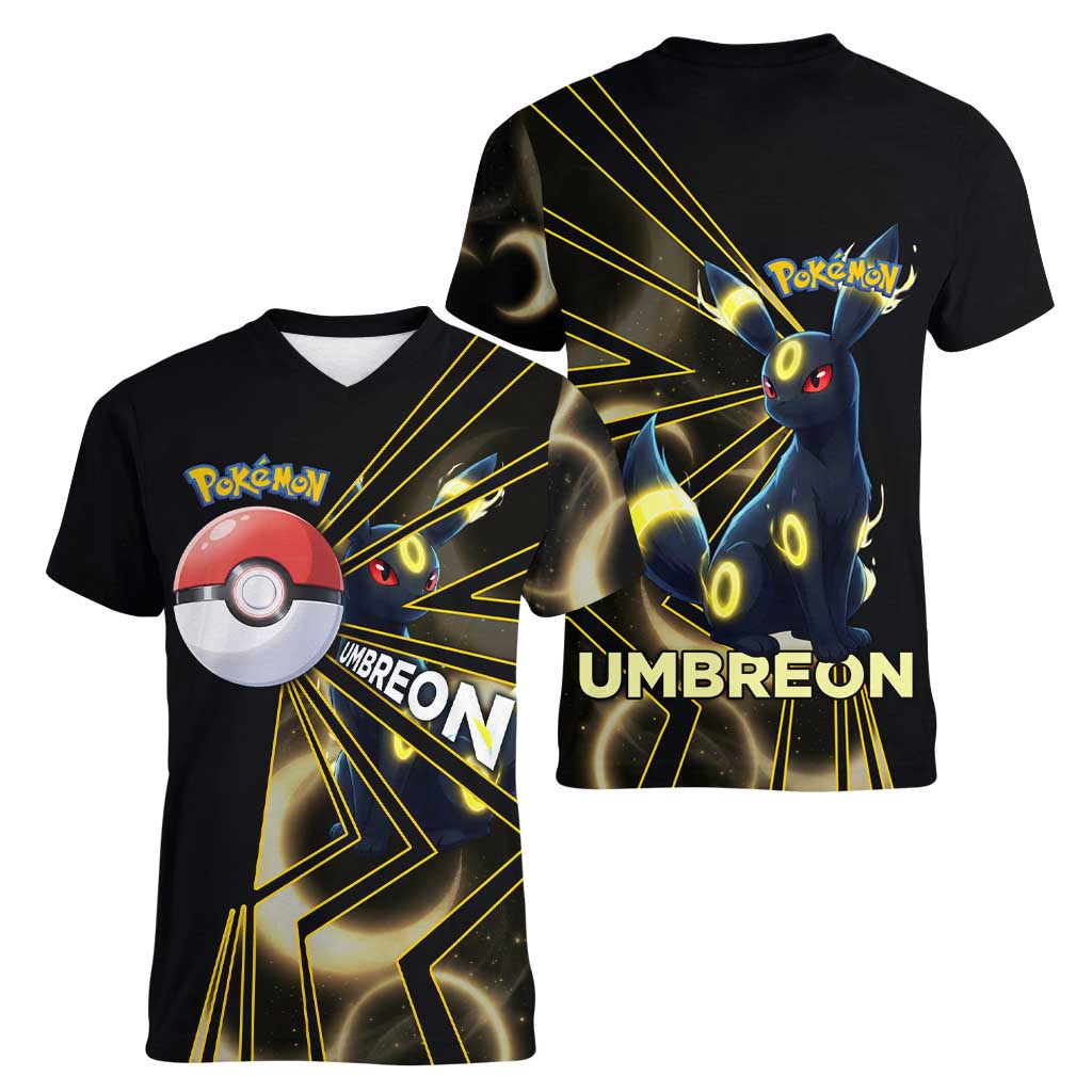 Umbreon Poké Women V-Neck T-Shirt Lunar Eclipse Comic Style