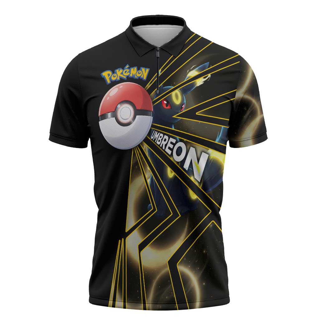 Umbreon Poké Zipper Polo Shirt Lunar Eclipse Comic Style