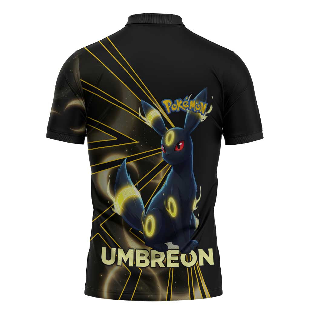 Umbreon Poké Zipper Polo Shirt Lunar Eclipse Comic Style