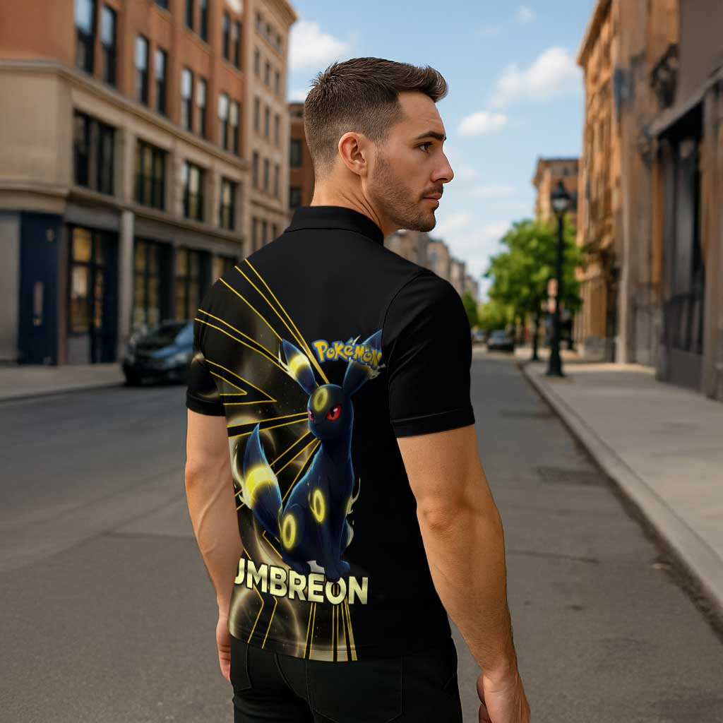 Umbreon Poké Zipper Polo Shirt Lunar Eclipse Comic Style