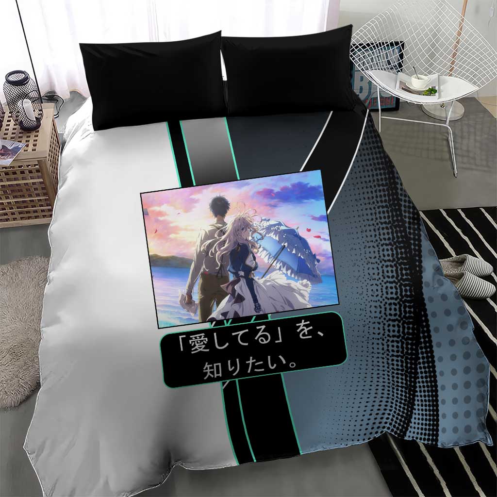 Violet Evergarden Bedding Set Emotional Anime Romanticism Style
