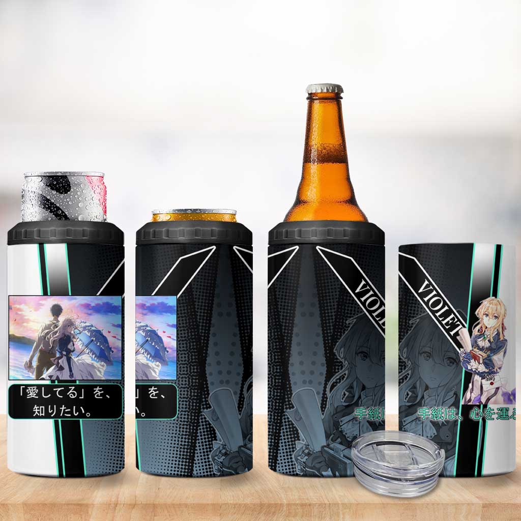 Violet Evergarden 4 in 1 Can Cooler Tumbler Emotional Anime Romanticism Style