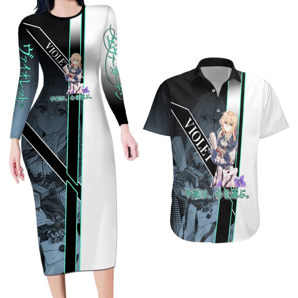 Violet Evergarden Couples Matching Long Sleeve Bodycon Dress and Hawaiian Shirt Emotional Anime Romanticism Style
