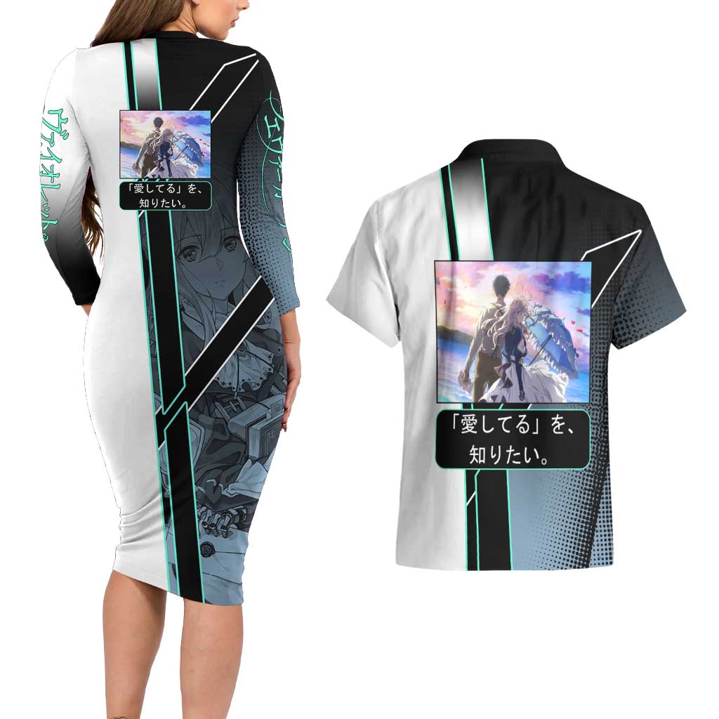 Violet Evergarden Couples Matching Long Sleeve Bodycon Dress and Hawaiian Shirt Emotional Anime Romanticism Style