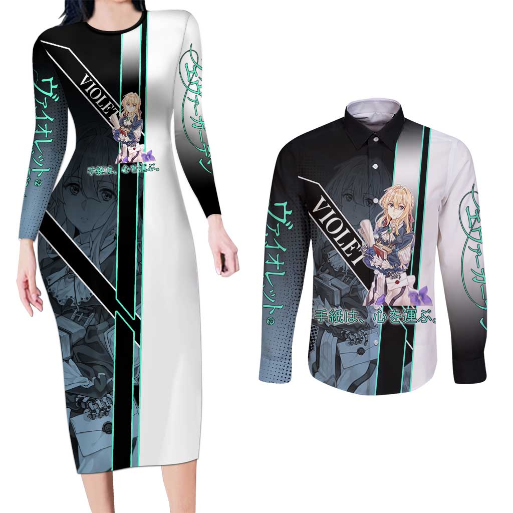 Violet Evergarden Couples Matching Long Sleeve Bodycon Dress and Long Sleeve Button Shirt Emotional Anime Romanticism Style