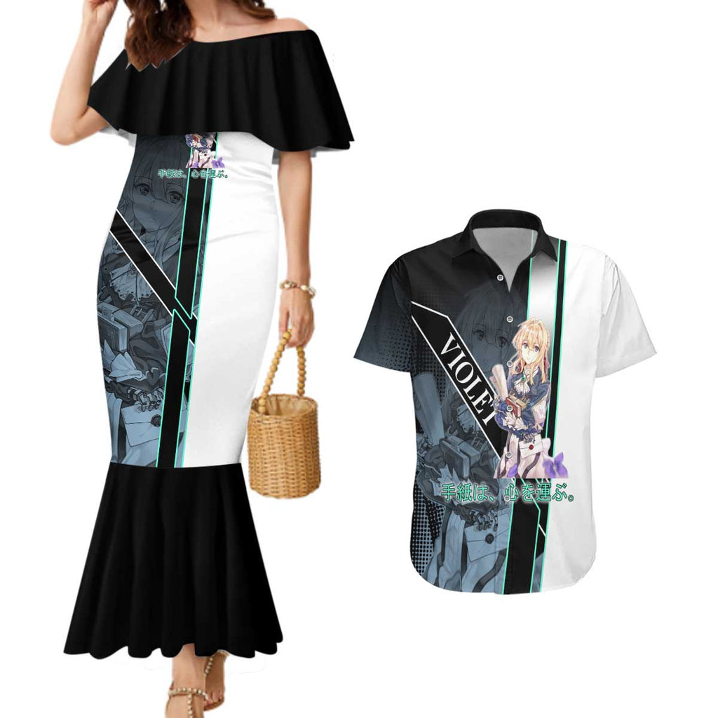 Violet Evergarden Couples Matching Mermaid Dress and Hawaiian Shirt Emotional Anime Romanticism Style