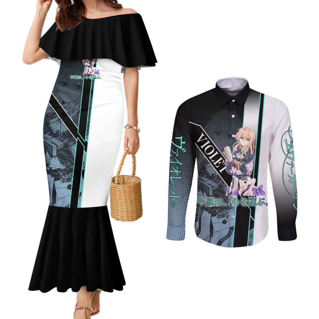 Violet Evergarden Couples Matching Mermaid Dress and Long Sleeve Button Shirt Emotional Anime Romanticism Style