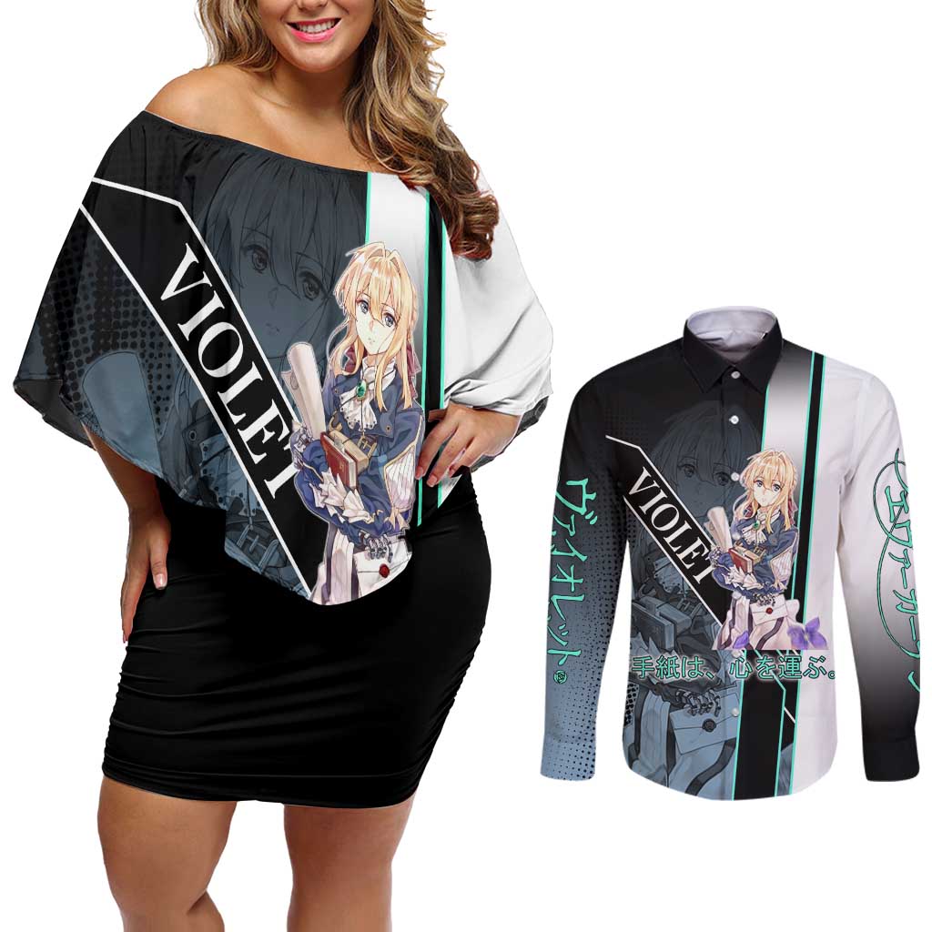 Violet Evergarden Couples Matching Off Shoulder Short Dress and Long Sleeve Button Shirt Emotional Anime Romanticism Style