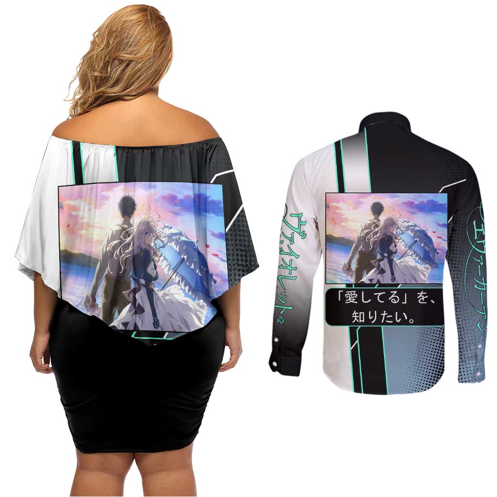 Violet Evergarden Couples Matching Off Shoulder Short Dress and Long Sleeve Button Shirt Emotional Anime Romanticism Style
