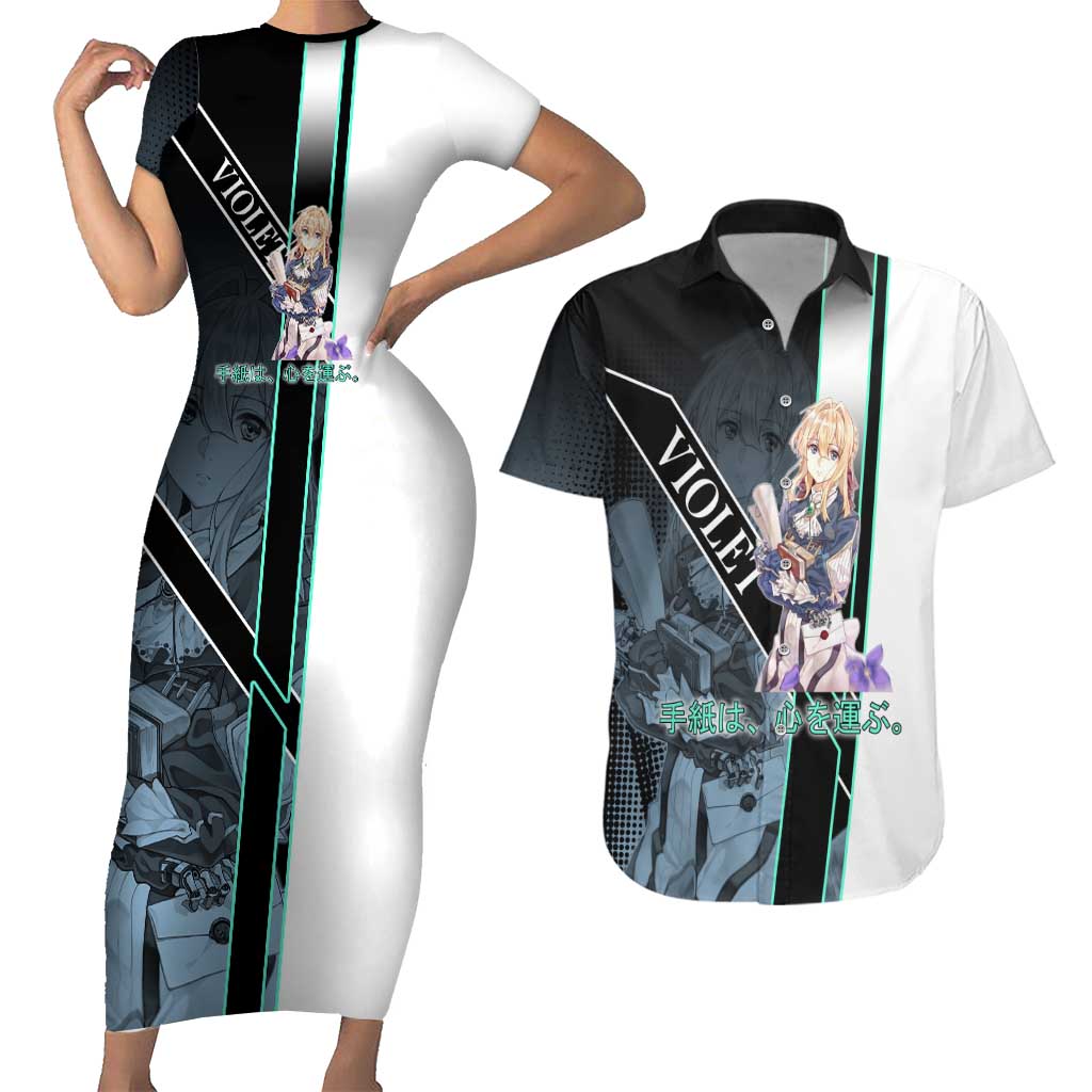 Violet Evergarden Couples Matching Short Sleeve Bodycon Dress and Hawaiian Shirt Emotional Anime Romanticism Style