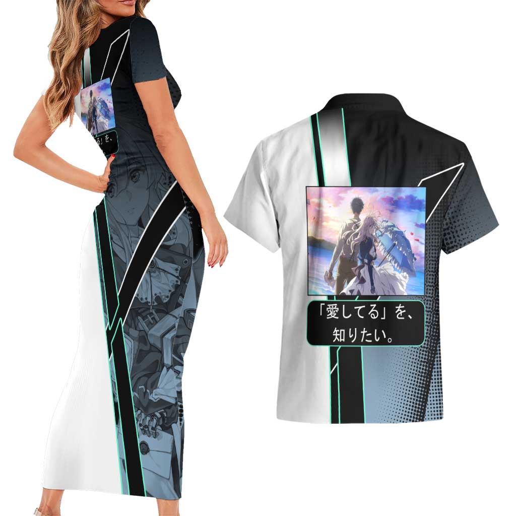 Violet Evergarden Couples Matching Short Sleeve Bodycon Dress and Hawaiian Shirt Emotional Anime Romanticism Style