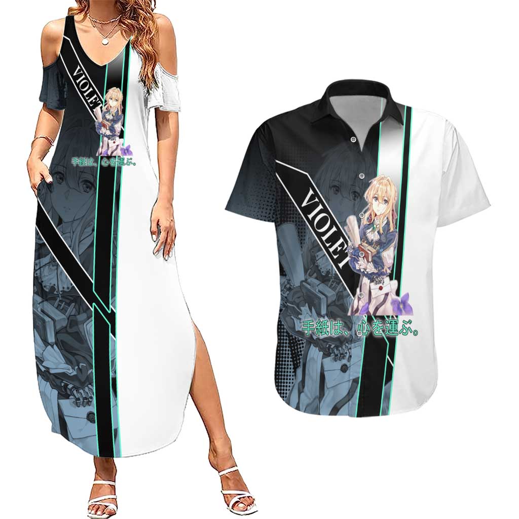 Violet Evergarden Couples Matching Summer Maxi Dress and Hawaiian Shirt Emotional Anime Romanticism Style