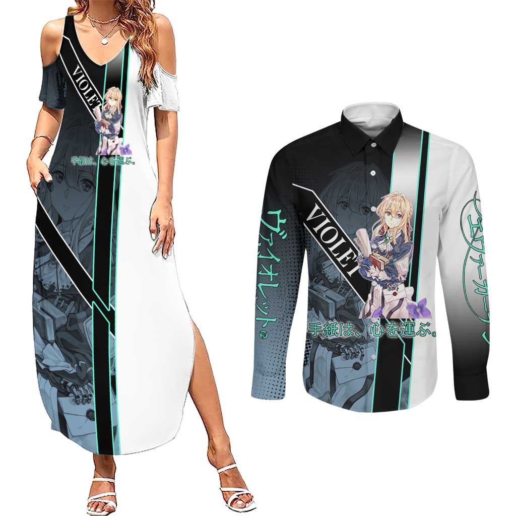 Violet Evergarden Couples Matching Summer Maxi Dress and Long Sleeve Button Shirt Emotional Anime Romanticism Style