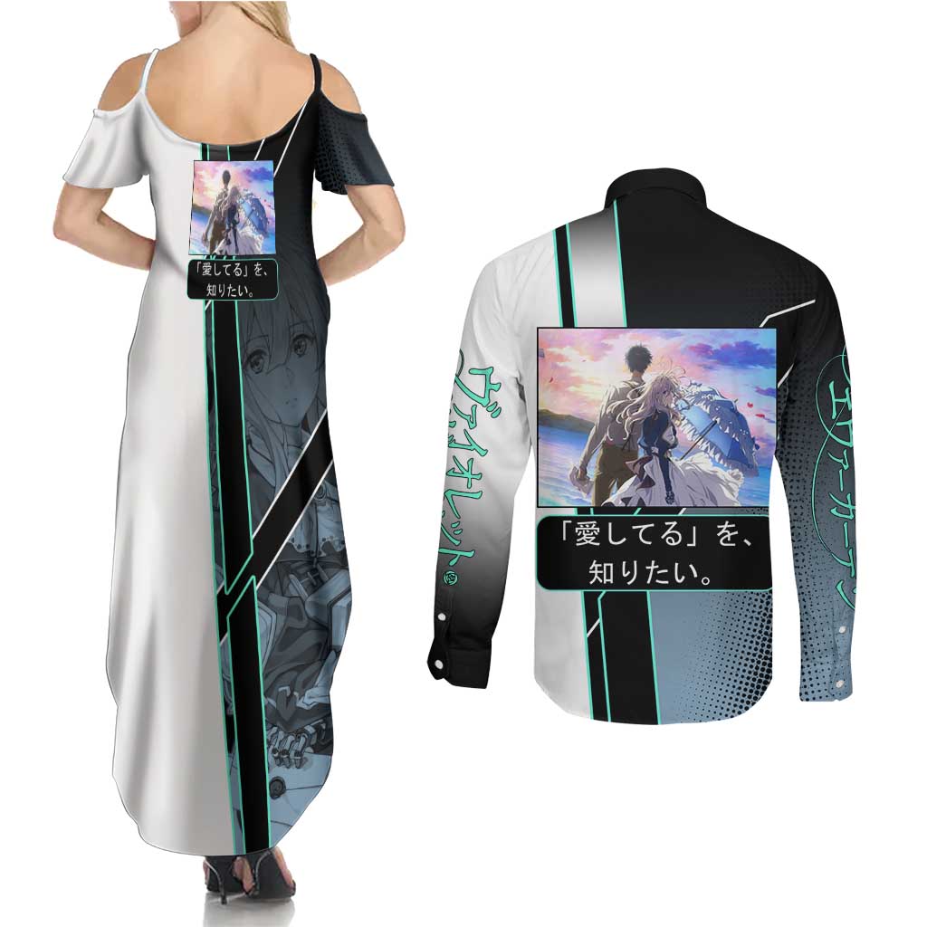 Violet Evergarden Couples Matching Summer Maxi Dress and Long Sleeve Button Shirt Emotional Anime Romanticism Style