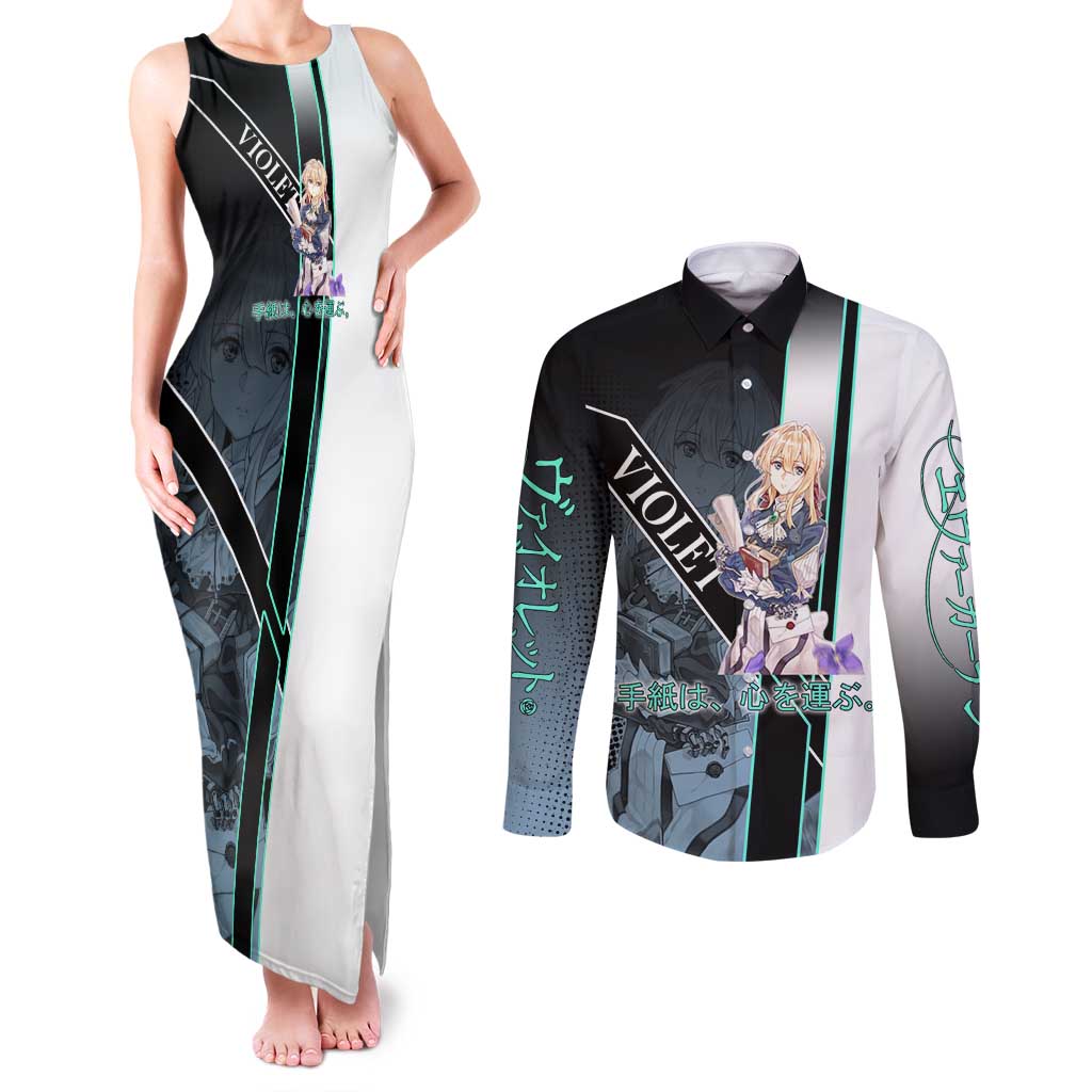 Violet Evergarden Couples Matching Tank Maxi Dress and Long Sleeve Button Shirt Emotional Anime Romanticism Style