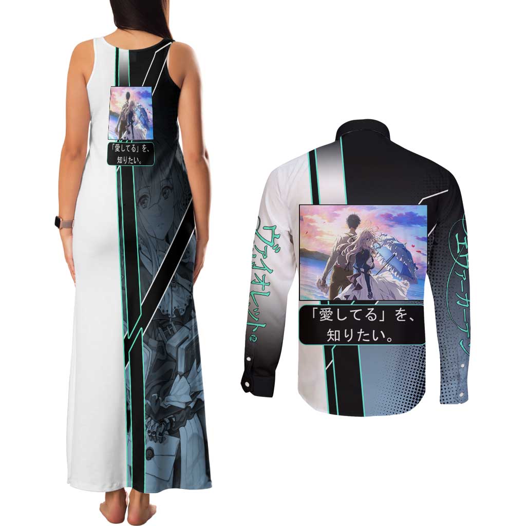 Violet Evergarden Couples Matching Tank Maxi Dress and Long Sleeve Button Shirt Emotional Anime Romanticism Style