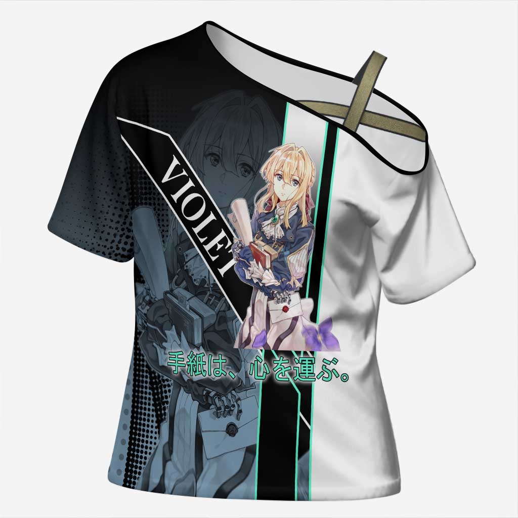 Violet Evergarden Cross Shoulder Shirt Emotional Anime Romanticism Style