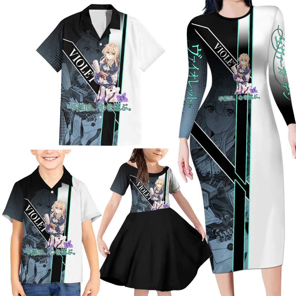 Violet Evergarden Family Matching Long Sleeve Bodycon Dress and Hawaiian Shirt Emotional Anime Romanticism Style