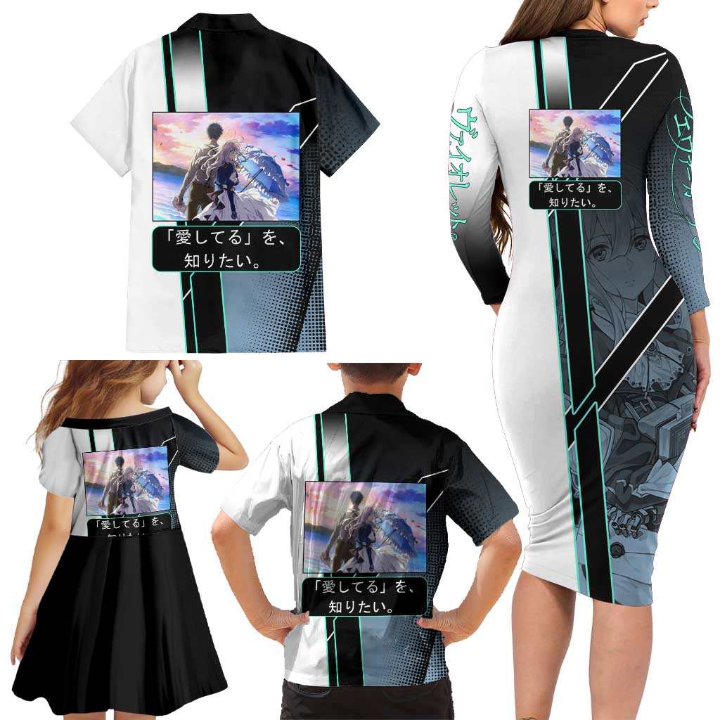 Violet Evergarden Family Matching Long Sleeve Bodycon Dress and Hawaiian Shirt Emotional Anime Romanticism Style