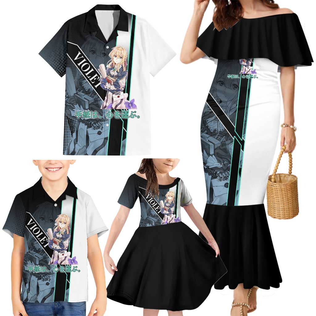 Violet Evergarden Family Matching Mermaid Dress and Hawaiian Shirt Emotional Anime Romanticism Style