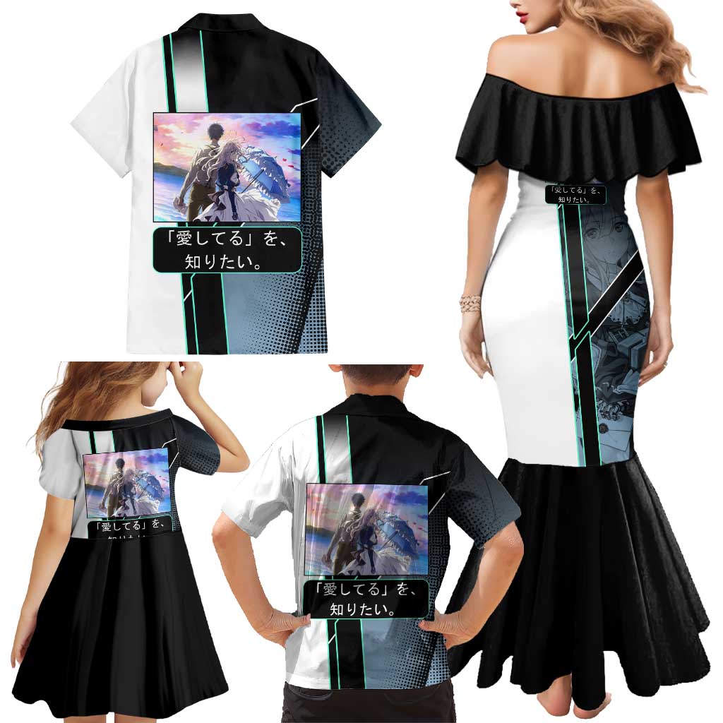 Violet Evergarden Family Matching Mermaid Dress and Hawaiian Shirt Emotional Anime Romanticism Style