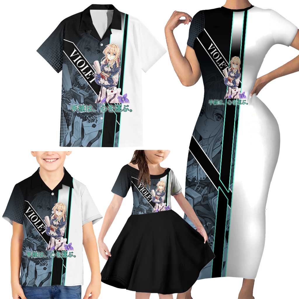 Violet Evergarden Family Matching Short Sleeve Bodycon Dress and Hawaiian Shirt Emotional Anime Romanticism Style