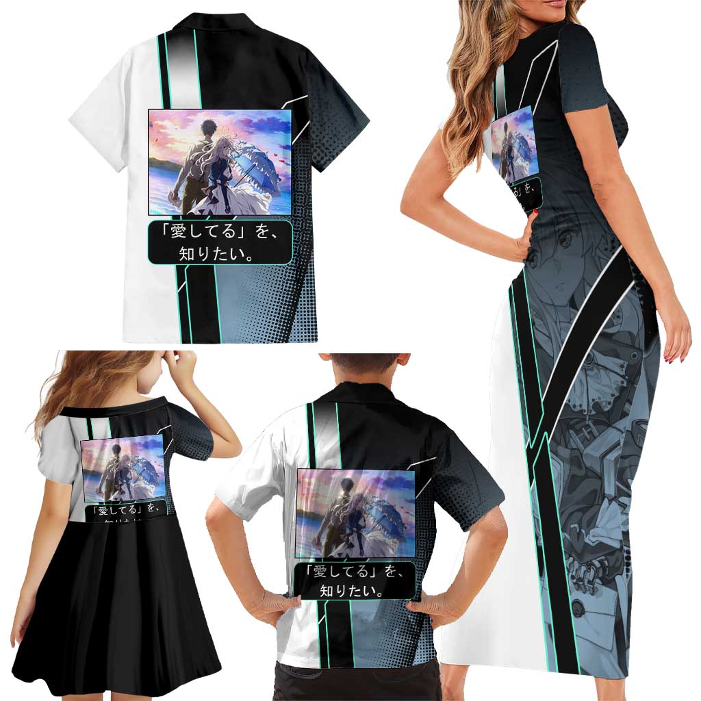 Violet Evergarden Family Matching Short Sleeve Bodycon Dress and Hawaiian Shirt Emotional Anime Romanticism Style