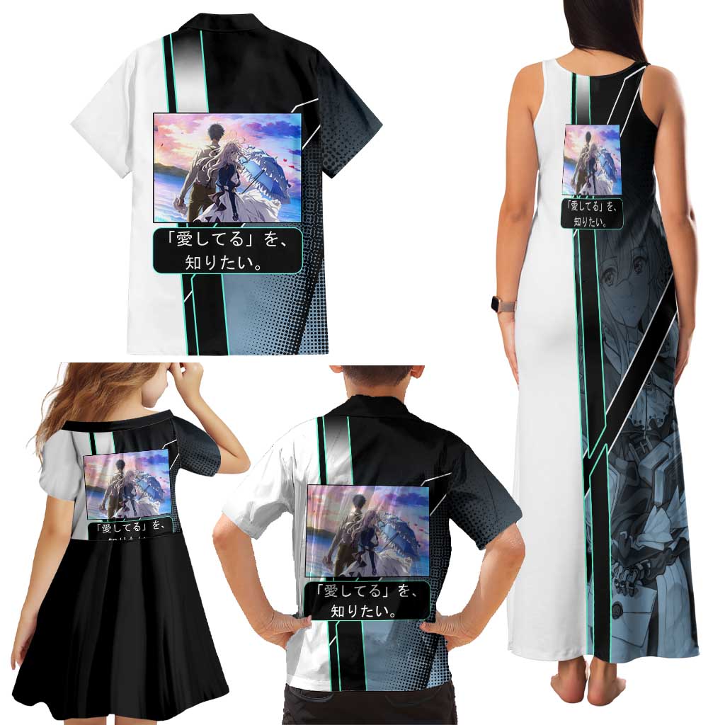 Violet Evergarden Family Matching Tank Maxi Dress and Hawaiian Shirt Emotional Anime Romanticism Style