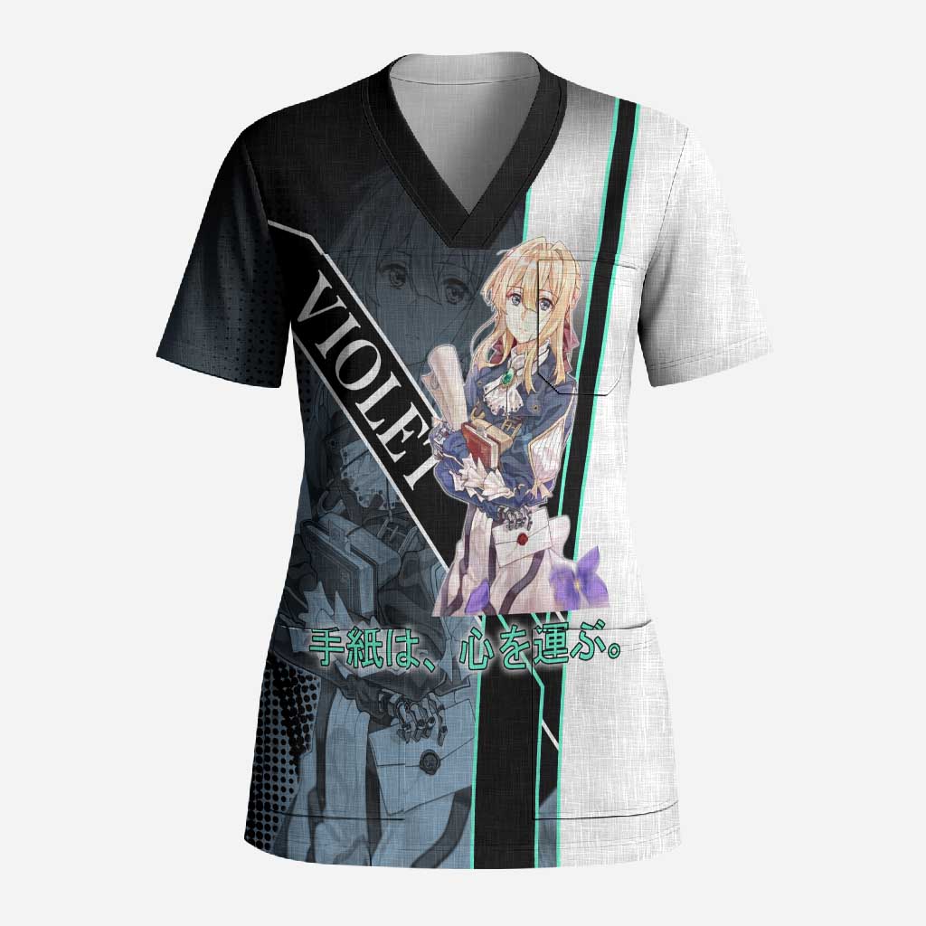 Violet Evergarden Scrub Top Emotional Anime Romanticism Style