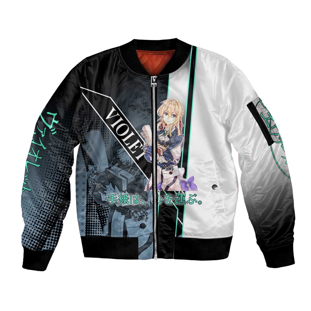 Violet Evergarden Sleeve Zip Bomber Jacket Emotional Anime Romanticism Style