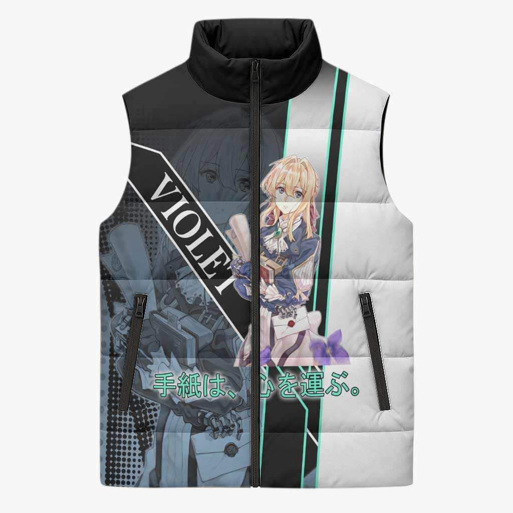 Violet Evergarden Sleeveless Puffer Jacket Emotional Anime Romanticism Style