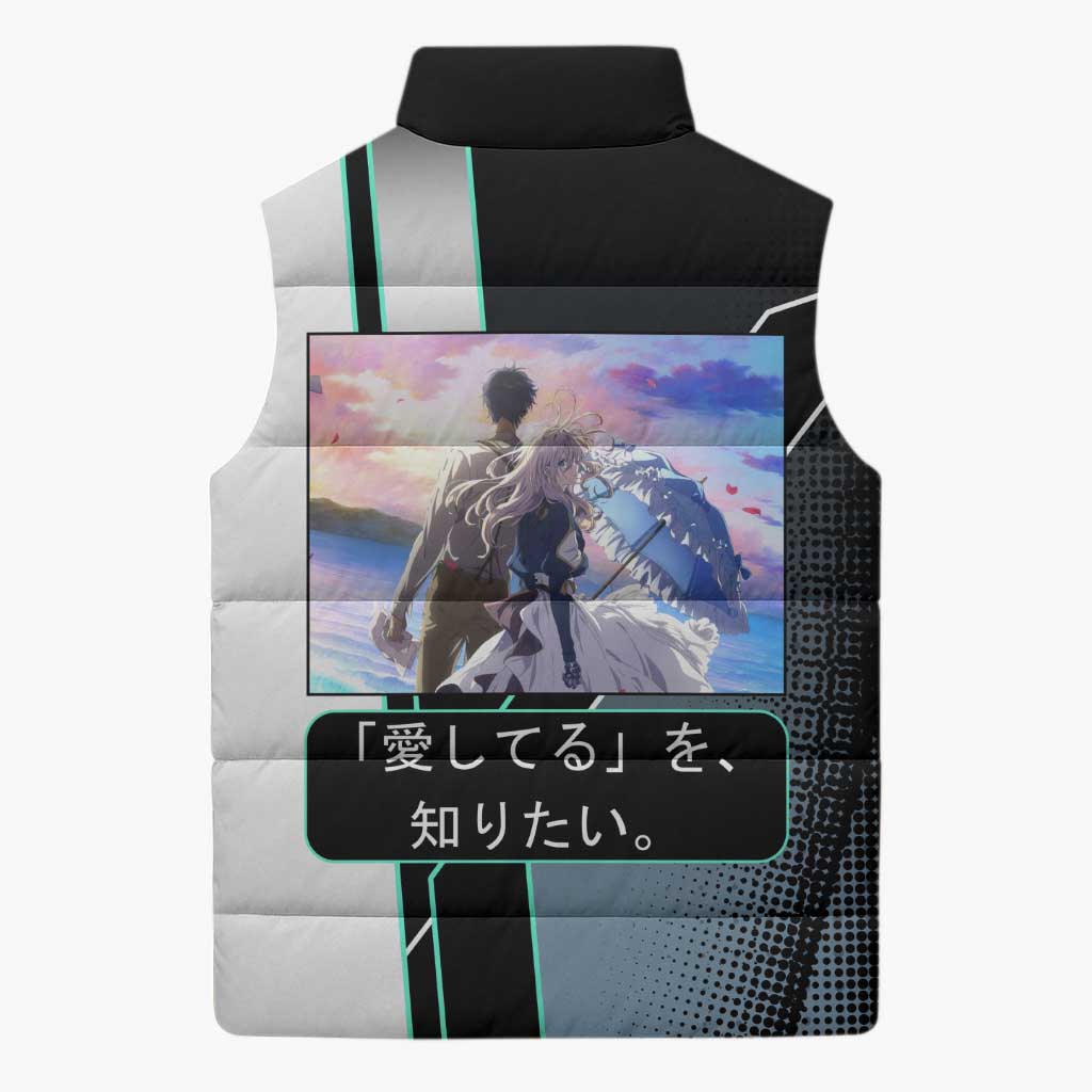 Violet Evergarden Sleeveless Puffer Jacket Emotional Anime Romanticism Style