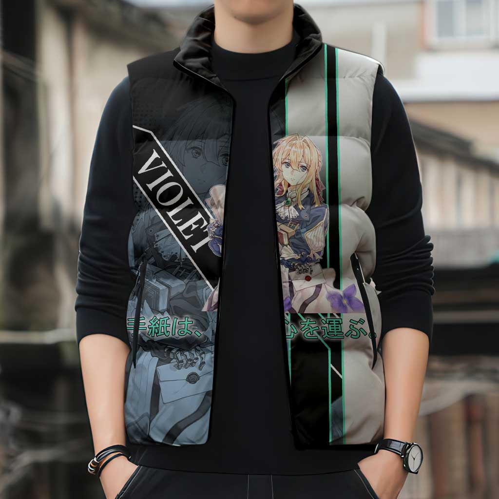 Violet Evergarden Sleeveless Puffer Jacket Emotional Anime Romanticism Style