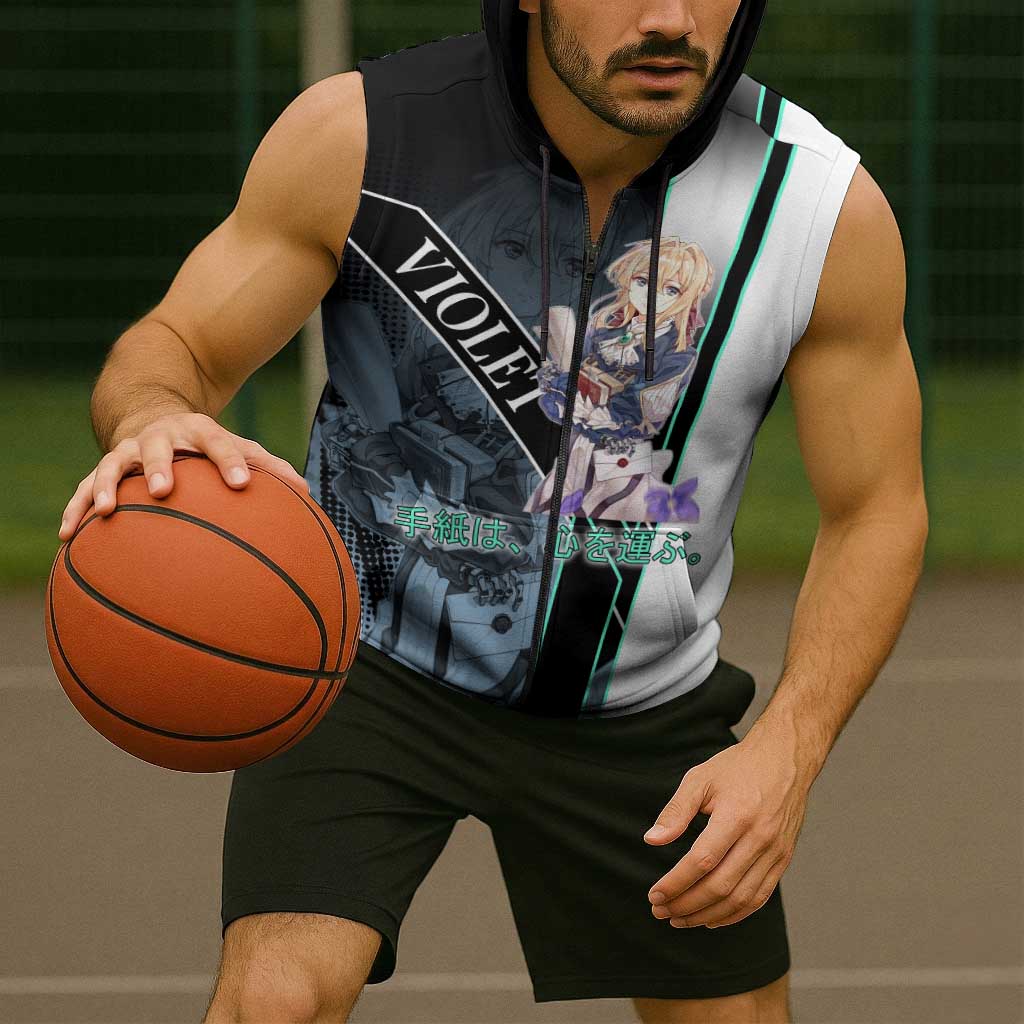 Violet Evergarden Sleeveless Zip Hoodie Emotional Anime Romanticism Style