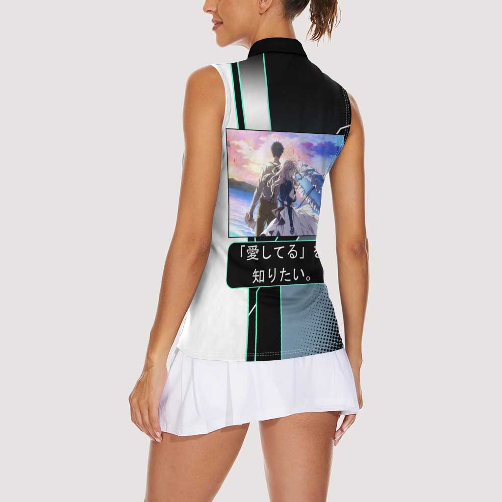 Violet Evergarden Women Sleeveless Polo Shirt Emotional Anime Romanticism Style