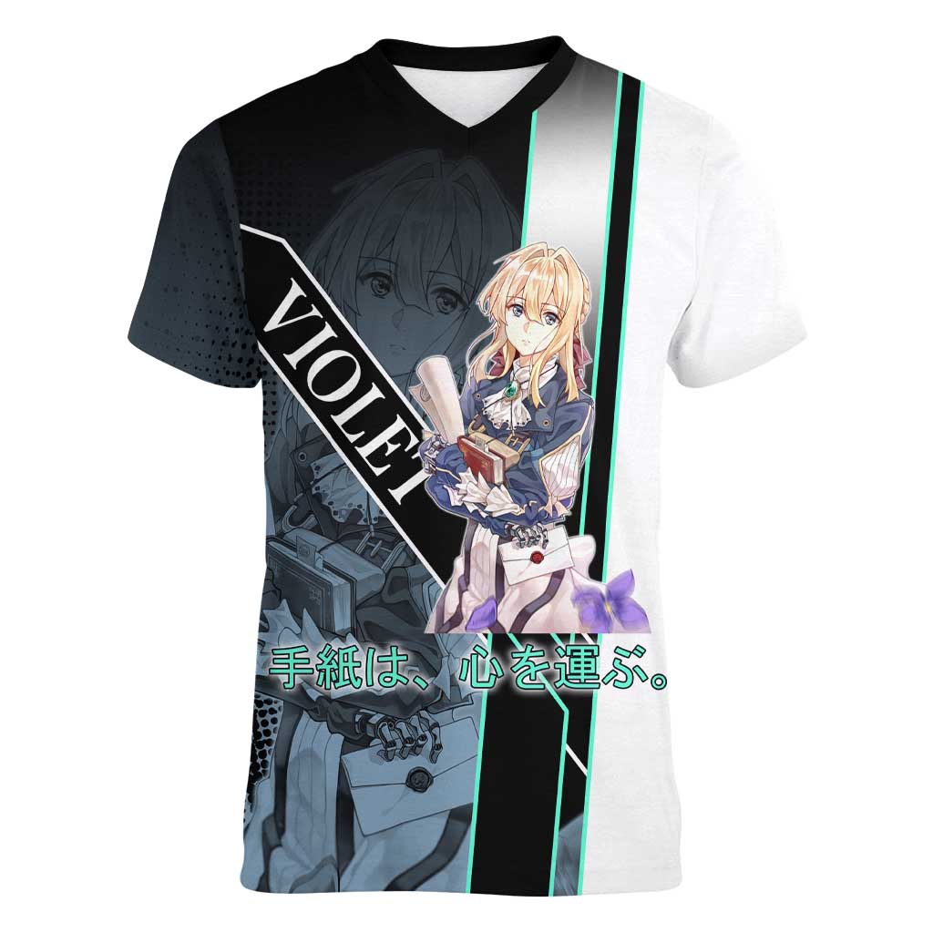 Violet Evergarden Women V-Neck T-Shirt Emotional Anime Romanticism Style