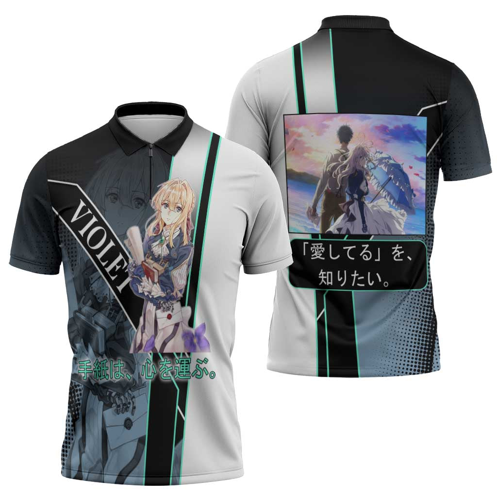 Violet Evergarden Zipper Polo Shirt Emotional Anime Romanticism Style