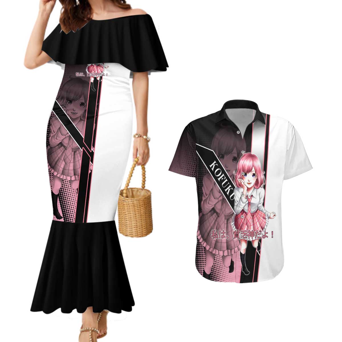 Kofuku Couples Matching Mermaid Dress and Hawaiian Shirt Playful Chaoscore Anime Style